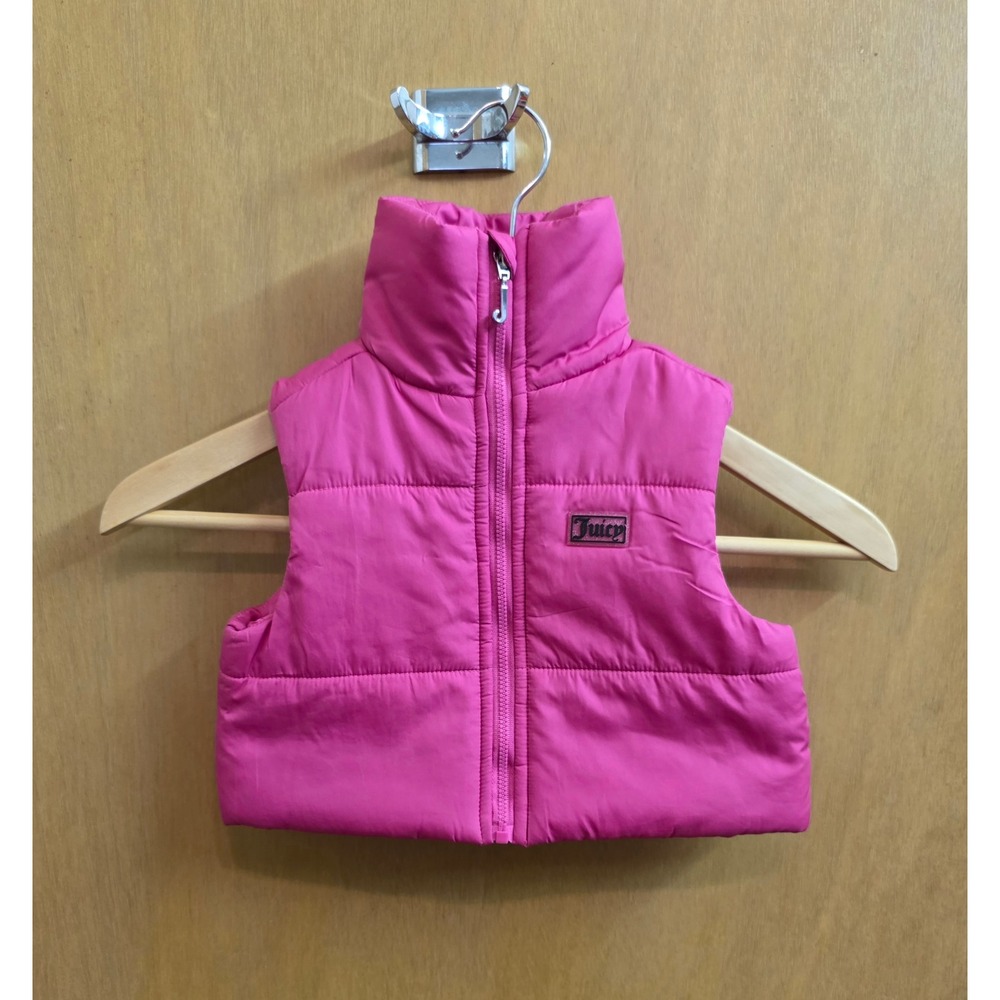 Juicy Couture Kids Hot Pink Puffer Vest Sleeveless Jacket 18M Y2K Style